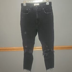 Abercrombie & Fitch Black Skinny Jeans with Distressed Details